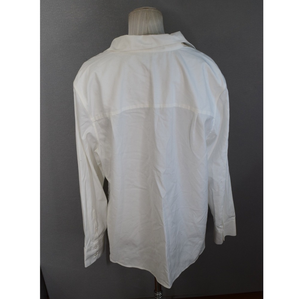 Chicos No Iron Floral Shirt Button Down Shirt 3 US 16 White Blouse Womens LS - Picture 3 of 5